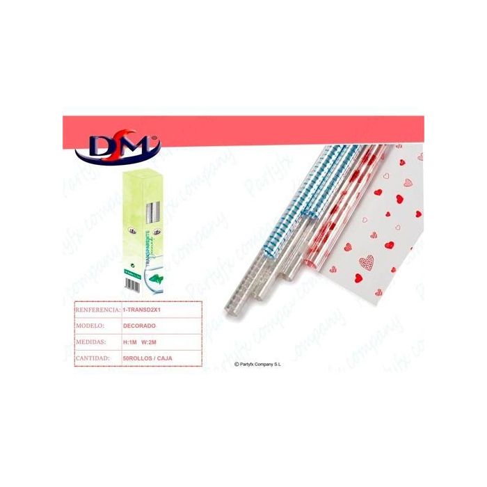 Dm Papel Regalo Rollo 1x2M Transparente Decorado Dm Papel Regalo Rollo 1x2M Transparente Decorado