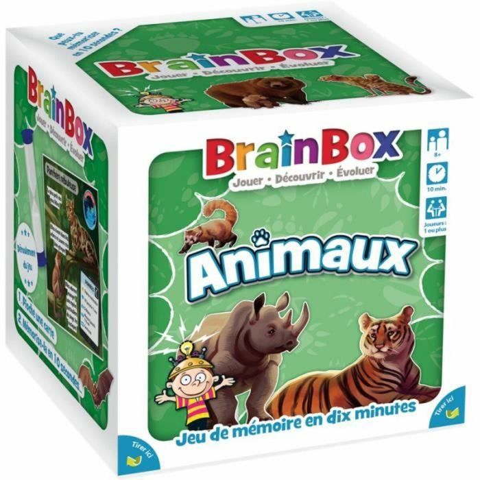 Asmodee ACD1695918163726 - Juego de Mesa BrainBox Animales. Juego de Observación y Memoria para 1 o más Jugadores, a partir de 8 años.