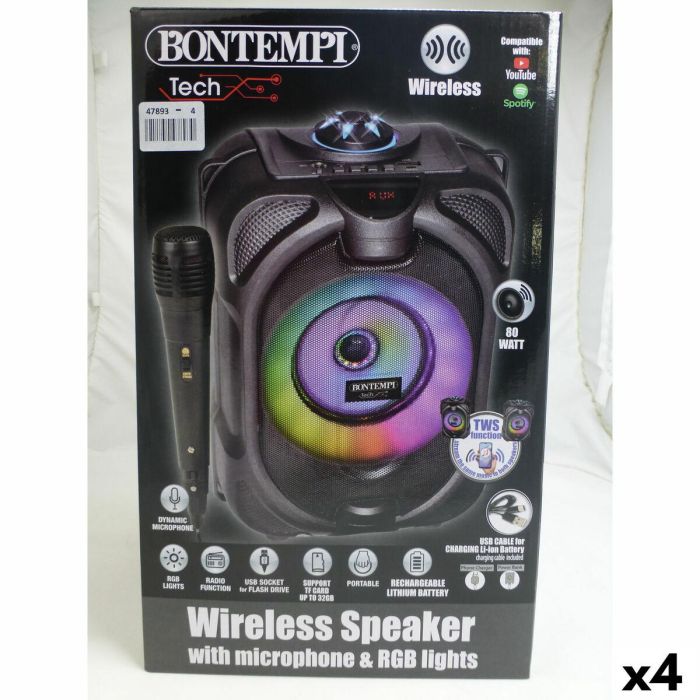 Altavoz con Micrófono Karaoke Bontempi 4 Unidades 9 Altavoz con Micrófono Karaoke Bontempi 4 Unidades 9
