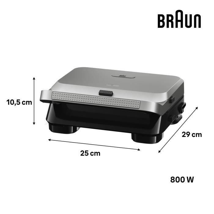 Braun SM5005 Sandwichera Eléctrica y Parrilla de Contacto Serie 5, 800W de Potencia, Diseño en Acero Inoxidable y Negro. 4 Braun SM5005 Sandwichera Eléctrica y Parrilla de Contacto Serie 5, 800W de Potencia, Diseño en Acero Inoxidable y Negro. 4