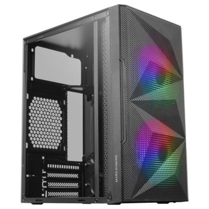 Mars Gaming MC-ME Torre Mini PC Gaming, Micro-ATX/Mini-ITX, Cristal Templado, 2 Ventiladores FRGB, Rejilla MESH 1