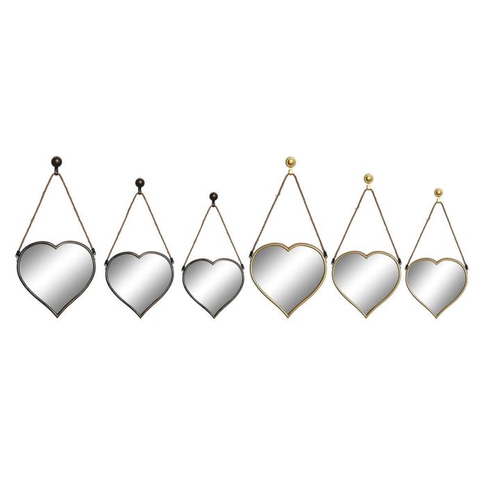 Juego de Espejos DKD Home Decor Scandi Cristal Negro Dorado Polipropileno (26 x 3 x 26 cm) (2 Unidades)
