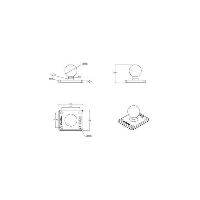 RAM Mounts RAM Ball Adapter with AMPS Plate 3