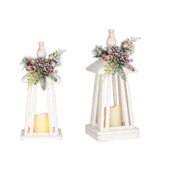 Krist+ Farol de Decoración en Forma de Pirámide Blanco Nieve 40 cm de Alto con Base 16x16 cm Hecho de Madera y Plástico (4 Unidades) Krist+ Farol de Decoración en Forma de Pirámide Blanco Nieve 40 cm de Alto con Base 16x16 cm Hecho de Madera y Plástico (4 Unidades)