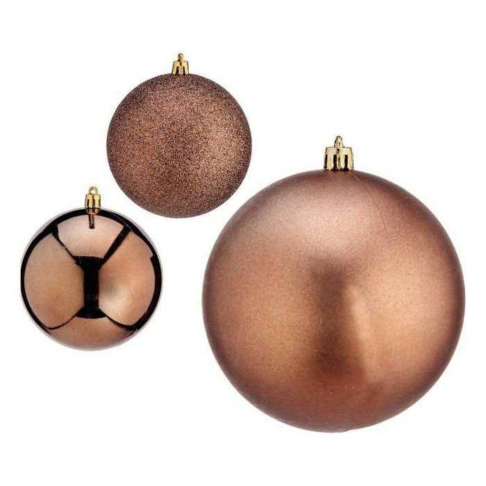 Bolas de Navidad Ø 10 cm 6 Unidades Marrón Plástico