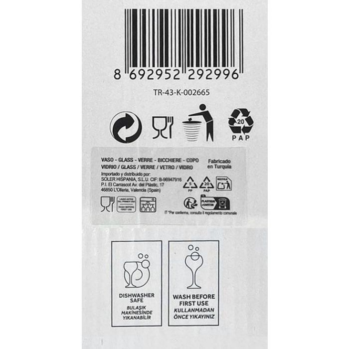 LAV Set 6 Vasos Zoey 300 cc Ø 8.2 x 8.6 cm 2