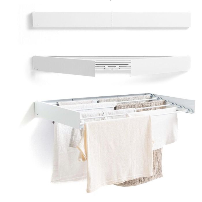 Tendedero de Pared Plegable Extensible Retráctil Dryva 100 InnovaGoods 6 Tendedero de Pared Plegable Extensible Retráctil Dryva 100 InnovaGoods 6