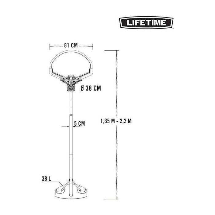 Canasta baloncesto polietileno lifetime portátil ajustable con tablero de altura 165-222 cm 2 Canasta baloncesto polietileno lifetime portátil ajustable con tablero de altura 165-222 cm 2