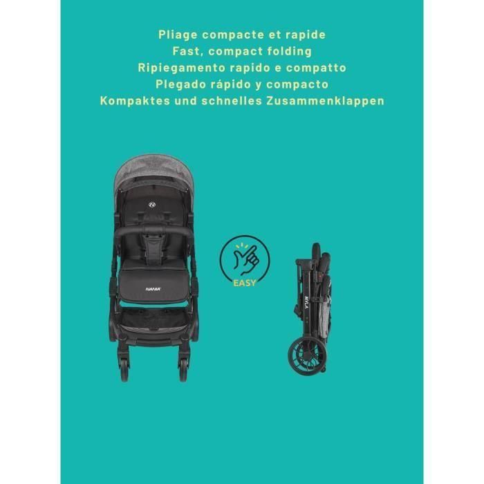 NANIA - Cochecito compacto - MYLA - 4 ruedas - Negro 3