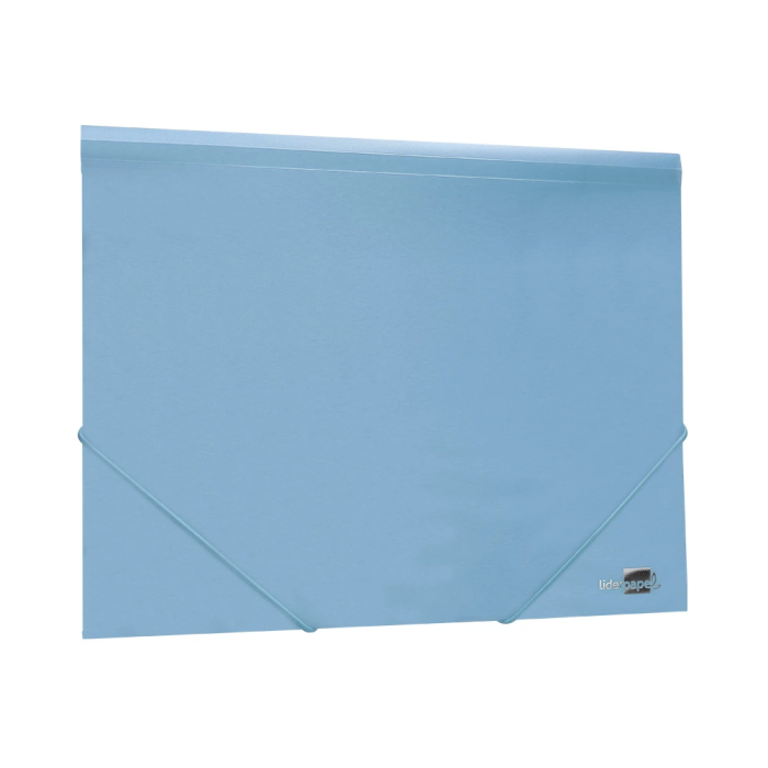 Liderpapel Carpeta con Gomas Tres Solapas Polipropileno DIN A4 Celeste Opaco 3