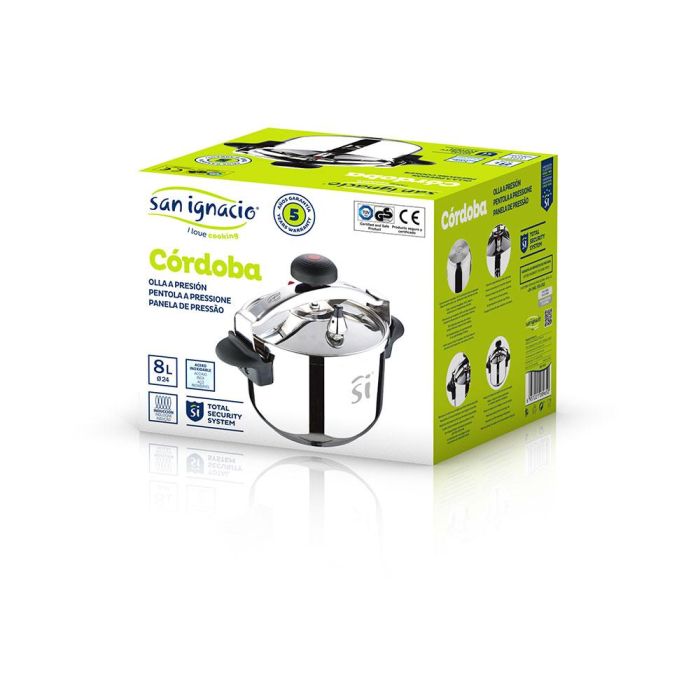 San Ignacio Olla a presión Córdoba SG-1512, 8 litros, acero inoxidable, Ø24 cm, apta inducción 1 San Ignacio Olla a presión Córdoba SG-1512, 8 litros, acero inoxidable, Ø24 cm, apta inducción 1