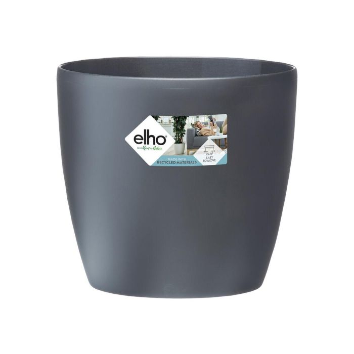 Elho ELH8711904072858 Maceta redonda Bruselas Wheels 40 Negro, 39 cm diámetro x 37 cm alto, para interior, 100% reciclada