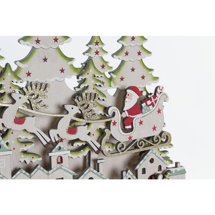 DKD Home Decor Calendario Adviento Navidad Tradicional Blanco Rojo Pueblo 8.5 x 38 x 32 cm 2