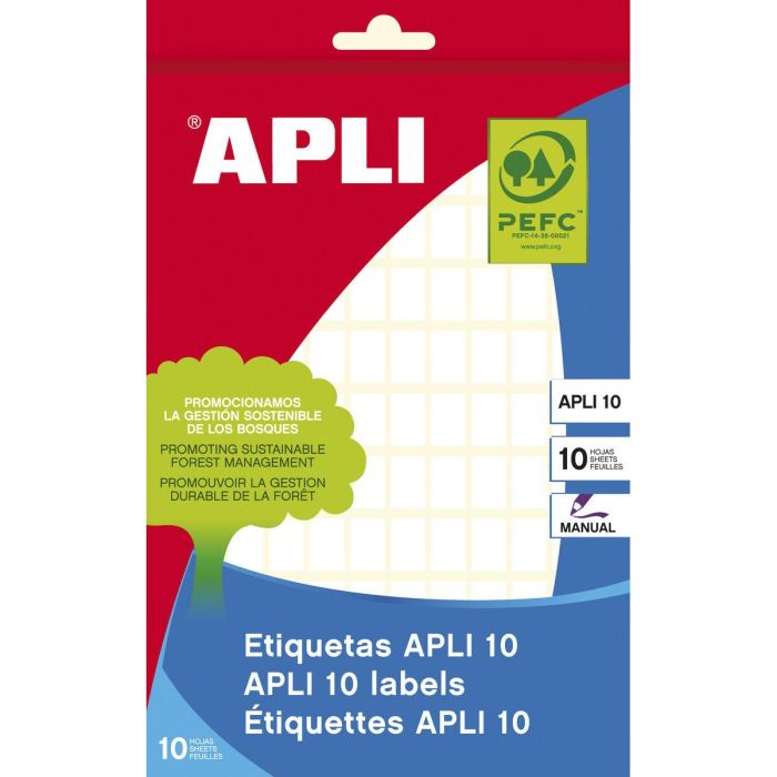 Etiquetas adhesivas Apli Blanco 10 Hojas 8 x 12 mm (10 Unidades) 1 Etiquetas adhesivas Apli Blanco 10 Hojas 8 x 12 mm (10 Unidades) 1