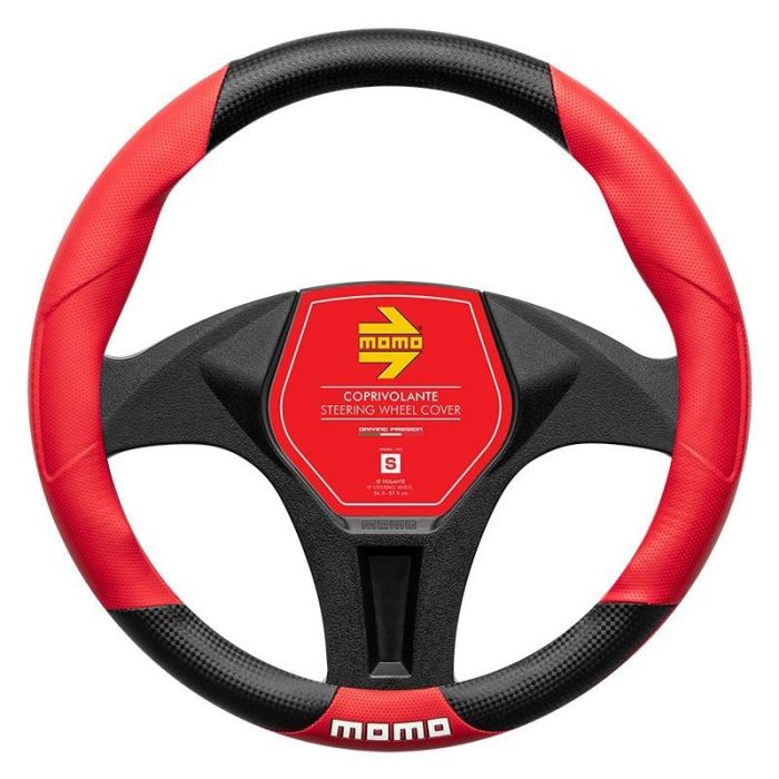 Momo MOMLSWC016BRS Funda Volante Tuning Negra-Roja PU S 36.5cm-37.9cm