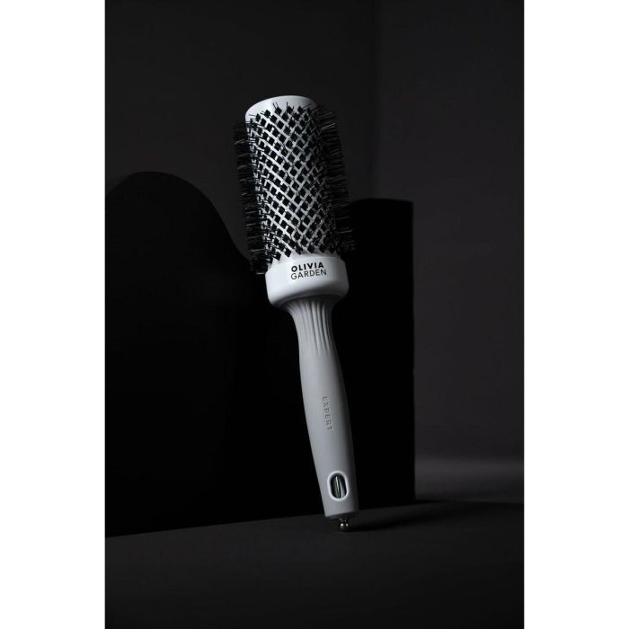 Olivia Garden EXPERT Blowout SHINE White&Grey #80 mm Cepillo Redondo para Peinado y Secado con Tecnología Iónica