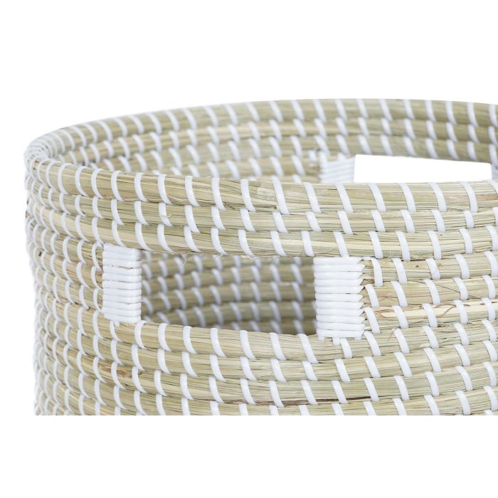 DKD Home Decor Cesta Urban Natural Blanco Seagrass 44 x 51 x 44 cm Set de 2 3