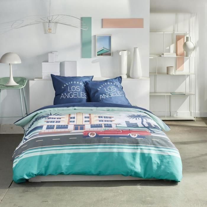Today TOD3574641268565 Juego de Cama Java de Algodón, 240x220 cm, Estampado Los Ángeles Azul, 2 Personas