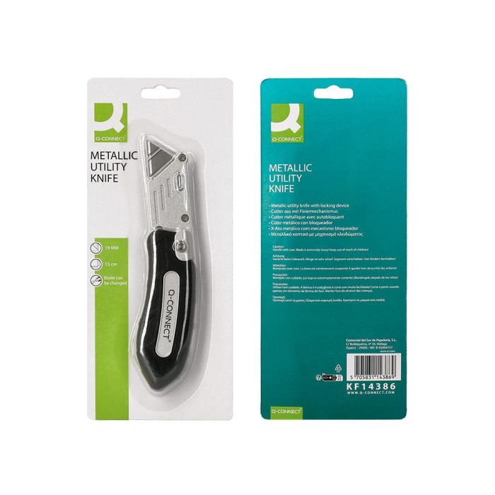 Cuter Q-Connect Metalico Ancho Plegable Con Mango Antideslizante Cuchilla 19 mm Xd-925 Conclip Blister 1 Unidad 7