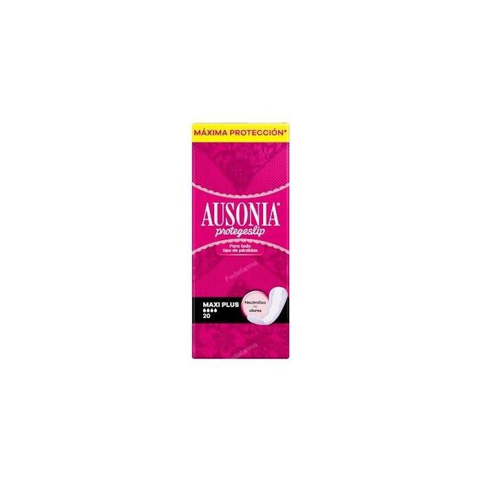 Ausonia Protegeslip Maxiplus 20 Unidades, Salvaslip Diario Mujer, Ajuste Perfecto y Protección Anti-Olor Dermatológicamente Probado