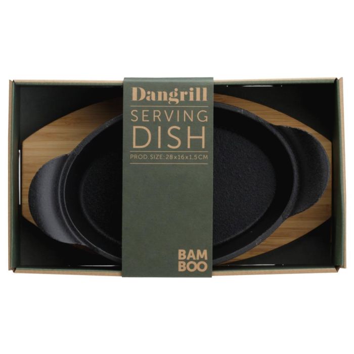 Dangrill Plato Oval Hierro 15x22cm Con Bandeja Bambú 4 Dangrill Plato Oval Hierro 15x22cm Con Bandeja Bambú 4