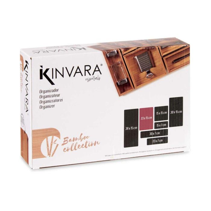 Organizador para Cajones Kinvara WD2021329419-B Marrón Natural Bambú 15 x 5 x 23 cm Apilable 1