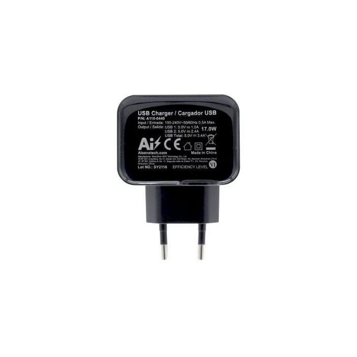 Aisens Cargador USB 17W 5V/3.4A, 2 Puertos con Control Inteligente, Negro 3 Aisens Cargador USB 17W 5V/3.4A, 2 Puertos con Control Inteligente, Negro 3