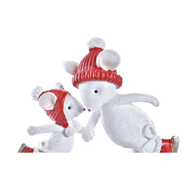 Figura Navidad Moderna DKD Home Decor Blanco Rojo 3.5 x 9 x 9.5 cm 1