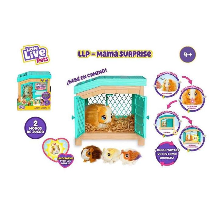 Little Live Pets Cobaya Mamá Interactiva con Casa de Lujo, +20 Sonidos y 3 Crías Bebés Sorpresa Recién Nacidas 33 cm 3