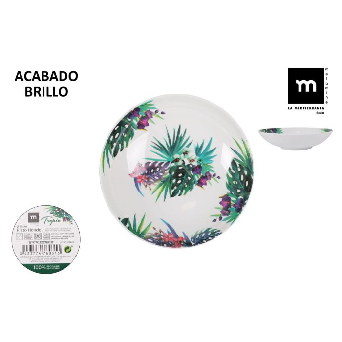 Plato Hondo Melamina Tropic 21x5.3 cm Brillo - La Mediterranea (24 Unidades) Plato Hondo Melamina Tropic 21x5.3 cm Brillo - La Mediterranea (24 Unidades)