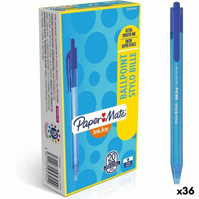 Bolígrafo Paper Mate Inkjoy 20 Piezas Azul 1 mm (36 Unidades) Bolígrafo Paper Mate Inkjoy 20 Piezas Azul 1 mm (36 Unidades)