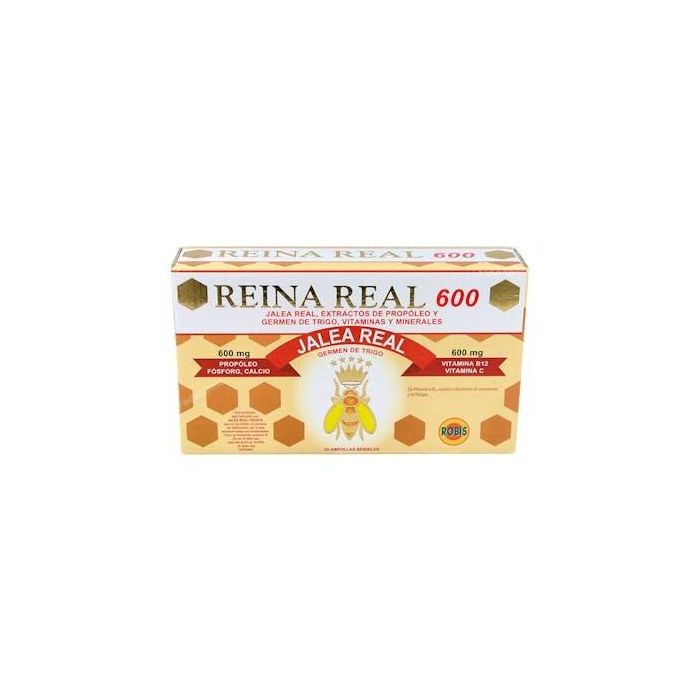 ROBIS Jalea Real 500mg, Propóleo, Vitamina C - Energía Física y Mental 20 Ampollas