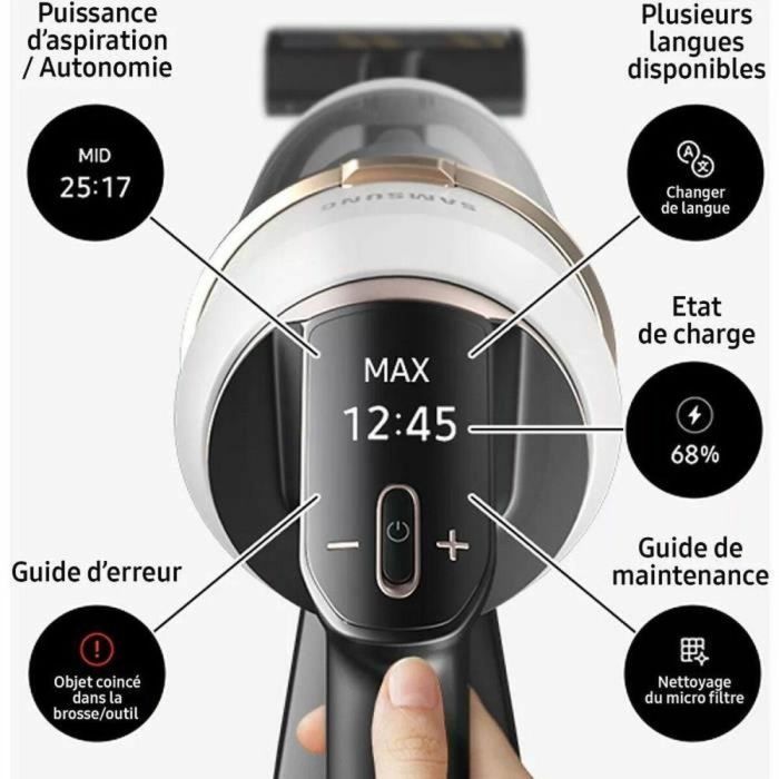 Samsung VS20B95C43W Aspiradora vertical Bespoke Jet Plus Complete 210 AW con estación de limpieza 3