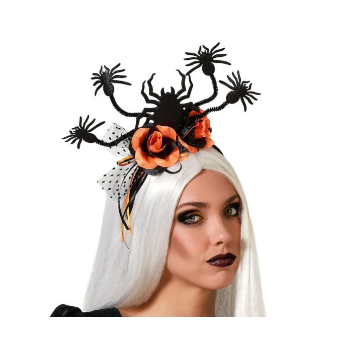 Diadema Halloween Naranja Arañas Mujer Adulto