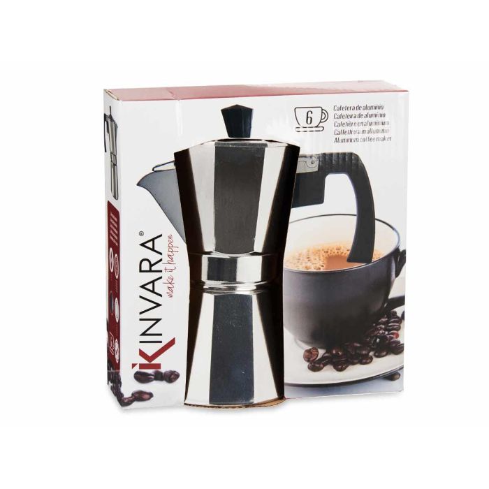 Cafetera Aluminio 6 Tazas Con Asa Kinvara 18X19CM (12 Unidades) 2 Cafetera Aluminio 6 Tazas Con Asa Kinvara 18X19CM (12 Unidades) 2