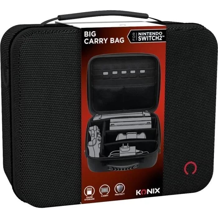 Konix Big Carry Case Nintendo Switch 2 Bolsa de protección y transporte para accesorios, Negro 4