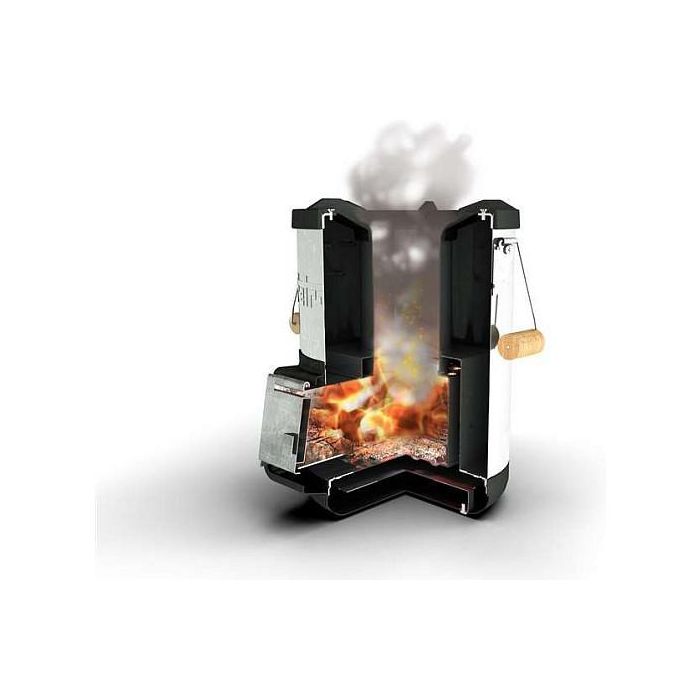 Petromax Raketenofen RF33 - Hornillo de Combustible Sólido de 1 Zona, Hierro Fundido/Acero Inoxidable, 250x300x330 mm, 6.5 kg, Negro/Plata