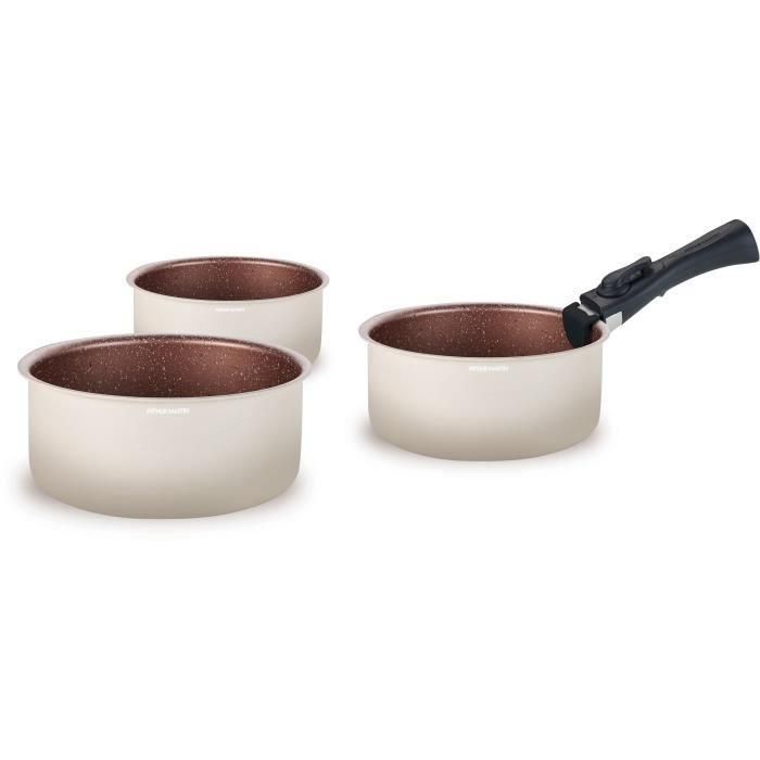 Batería de cocina - Todo tipo de fuegos incluida inducción - ARTHUR MARTIN - AM2655 - Juego de 3 cacerolas -16-18-20 cm + 1 mango extraíble 1 Batería de cocina - Todo tipo de fuegos incluida inducción - ARTHUR MARTIN - AM2655 - Juego de 3 cacerolas -16-18-20 cm + 1 mango extraíble 1