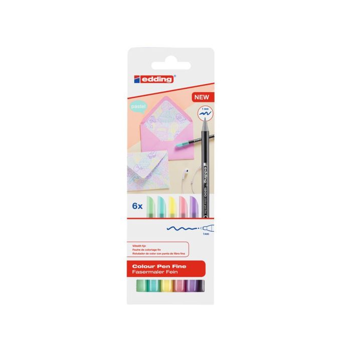 Edding Rotulador 1200 Punta Fina Colores Surtidos Pastel Estuche 6 Ud 1