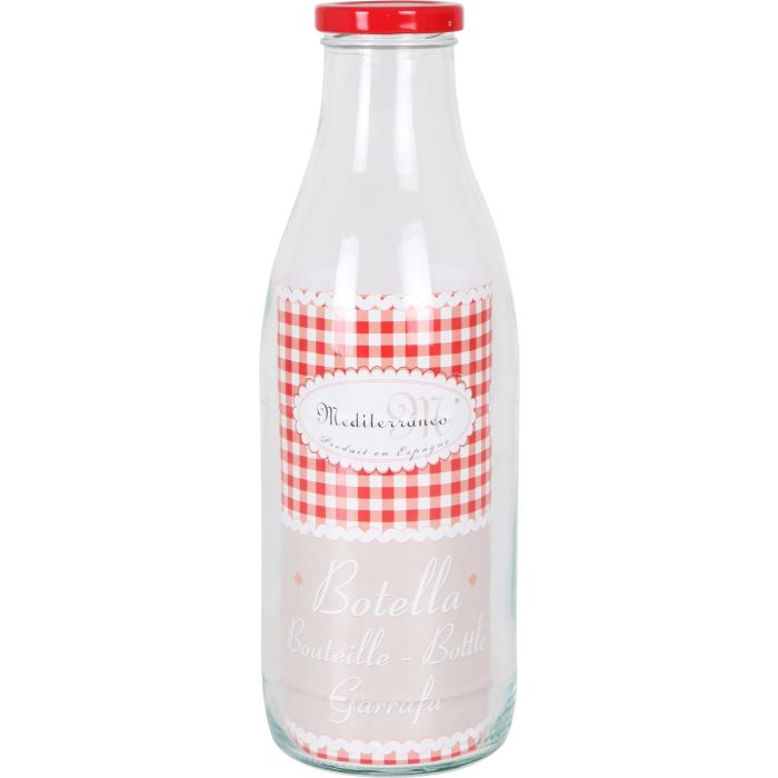 Botella de Vidrio para Agua 1L con Tapa - Mediterraneo (12 Unidades) 1 Botella de Vidrio para Agua 1L con Tapa - Mediterraneo (12 Unidades) 1
