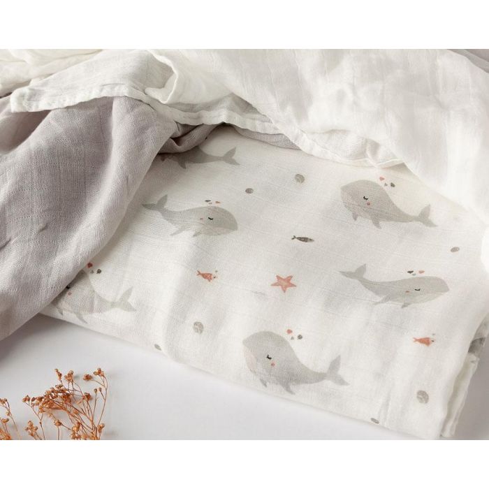 KioKids Set 3 Muselinas Bebé Océano Gris y Blanco Bambú Algodón 70x70 cm 1 KioKids Set 3 Muselinas Bebé Océano Gris y Blanco Bambú Algodón 70x70 cm 1