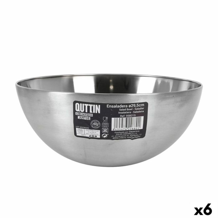 Ensaladera Quttin Plateado Ø 29,5 cm Acero (6 Unidades)