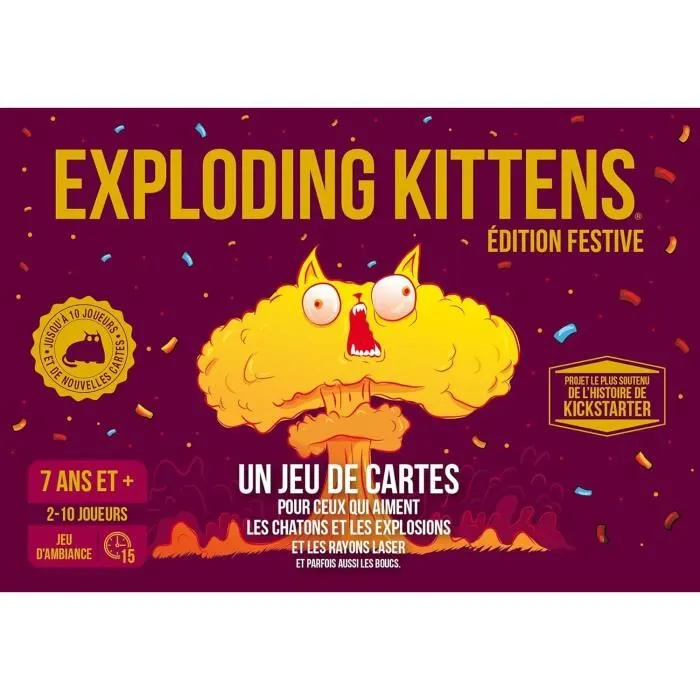 Asmodee Exploding Kittens: Festive Edition Juego de Fiesta para Adultos ASM1722011195706 1
