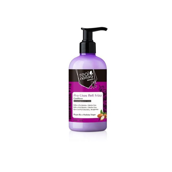 Real Natura Pro-Lisos Acondicionador Sin Sal Anti-Frizz con Argán 300ml | Prolonga Efecto Alisado y Controla Encrespamiento