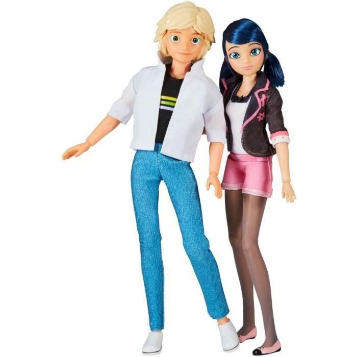 Bandai P50377 Pack de 2 Muñecos Miraculous Marinette y Adrien 26 cm