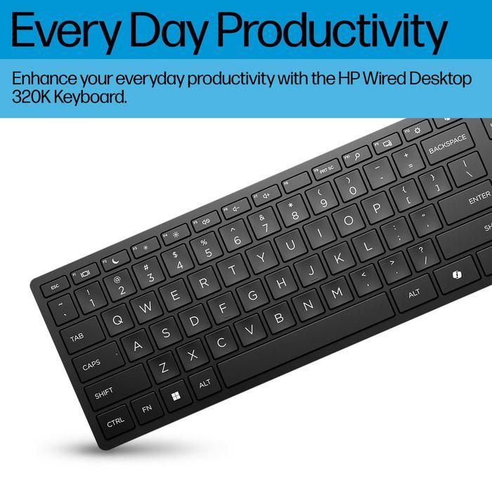 HP 320K Teclado USB con Cable para Escritorio, Máxima Productividad y Confort Fiable para Trabajo Diario, Layout Portugués 1 HP 320K Teclado USB con Cable para Escritorio, Máxima Productividad y Confort Fiable para Trabajo Diario, Layout Portugués 1
