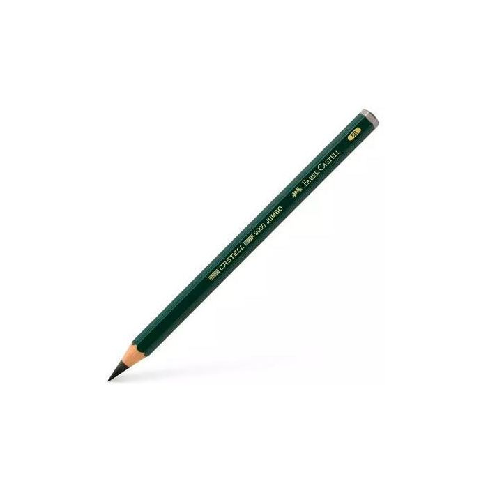 Faber Castell Lápiz Jumbo 9000 8B Negro, grafito calidad superior, pack 6 unidades, ideal para arte y bocetos (6 Unidades)