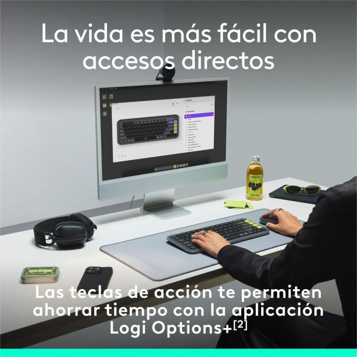 Logitech Teclado Inalámbrico Pop Keys Compacto, Multi-Dispositivo, Teclas Personalizables para Windows y Mac 27