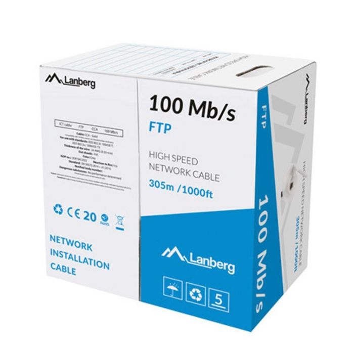 BOBINA DE CABLE APANTALLADO LANBERG LCF5-10CC-0305-S - RJ45 - CAT5E - FTP - AWG24 - 305M - GRIS 0 BOBINA DE CABLE APANTALLADO LANBERG LCF5-10CC-0305-S - RJ45 - CAT5E - FTP - AWG24 - 305M - GRIS 0