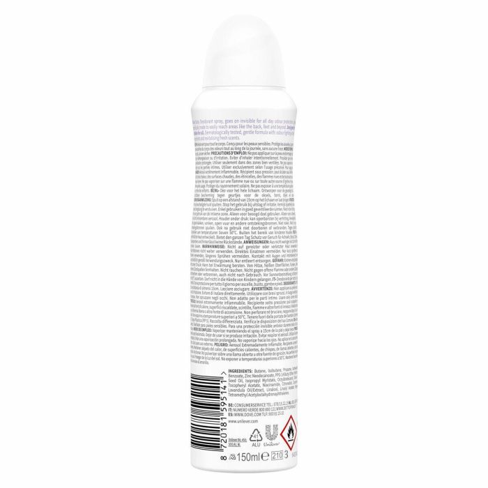 Dove Desodorante Aerosol Corporal Lavanda & Camomila Unisex 0% Aluminio 150 ml Protección Todo el Día 5